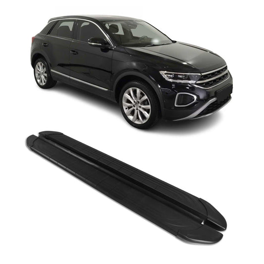 Seitenschweller Trittbretter für VW T-Roc 2017-2025 Schwarz Aluminium 2 tlg OMAC DE