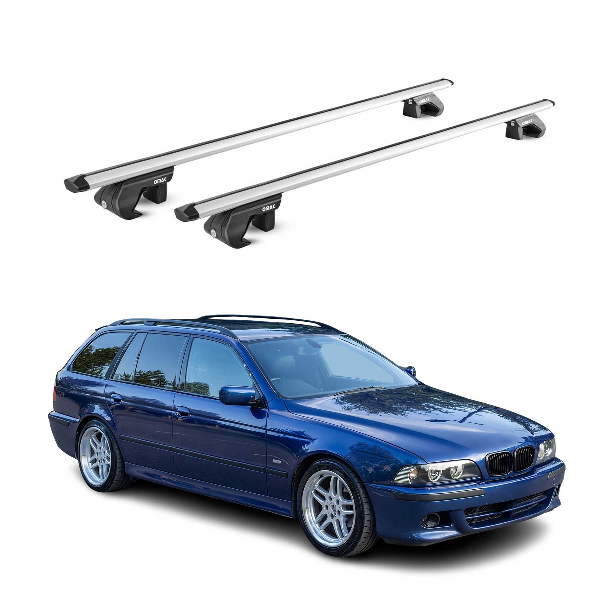 Dachträger für BMW 5er Touring E39 E61 1996-2011 5 tür 90kg Alu Silber 2x ABE OMAC DE