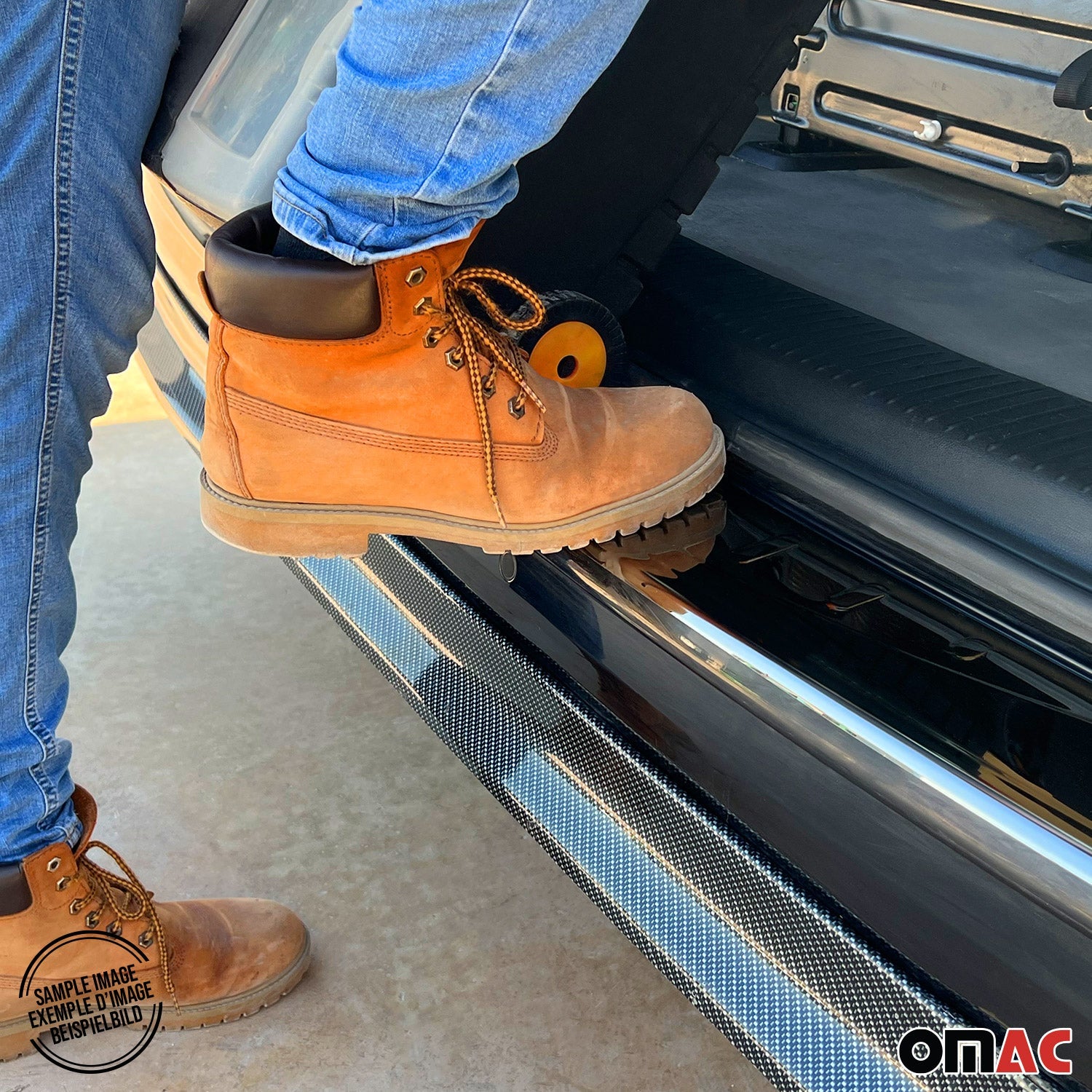 Ladekantenschutz Stoßstangenschutz für Dodge Journey 2008-2021 Edelstahl Dunkel OMAC DE