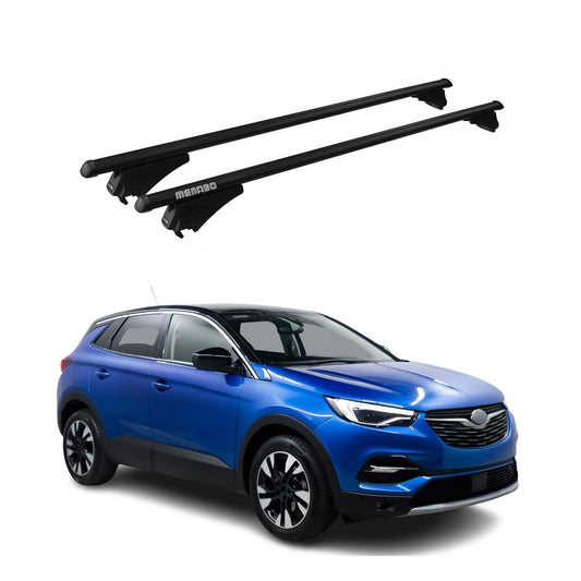 Menabo Dachträger Grundtäger für Opel Grandland X 2017-2021 75kg Alu Schwarz 2x OMAC DE
