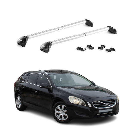 Dachträger Grundtäger für Volvo V60 2010-2018 100kg Aluminium Silber 2 tlg ABE OMAC DE