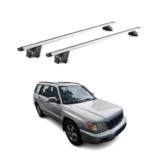 Dachträger Grundtäger für Subaru Forester mk1 1997-2002 100kg Alu Grau 2tlg ABE OMAC DE