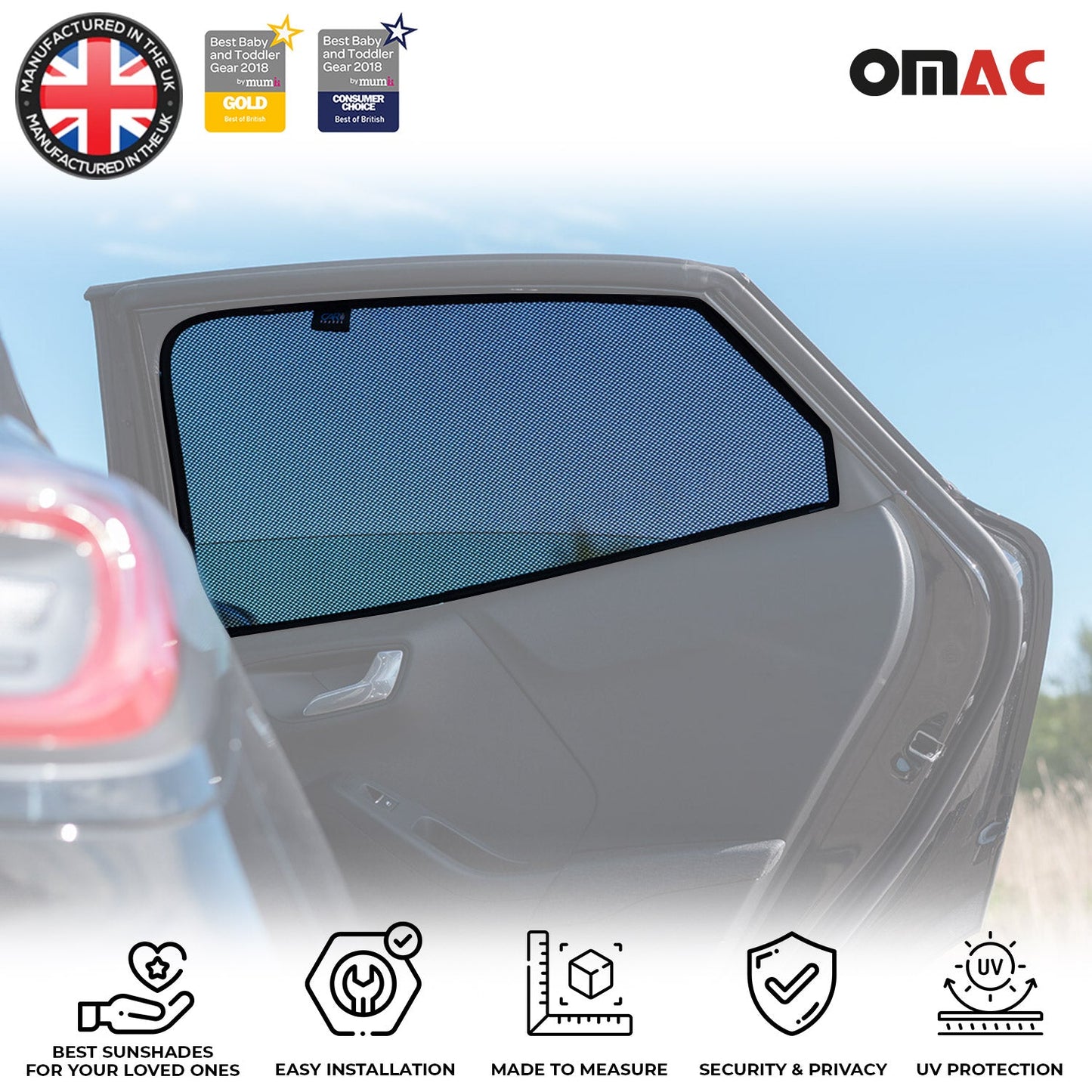 Sonnenschutz Seitenfenster für Ford Puma 2019-2025 Heckscheibe 2tlg Schwarz OMAC DE