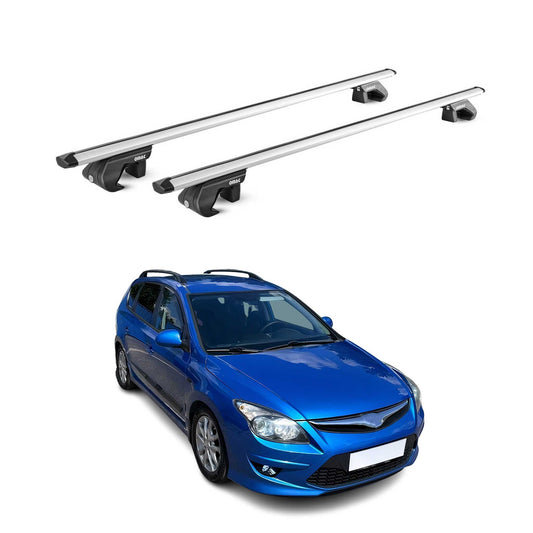 Dachträger Grundtäger für Hyundai i30 Kombi 2007-2012 90kg Alu Silber 2 tlg ABE OMAC DE