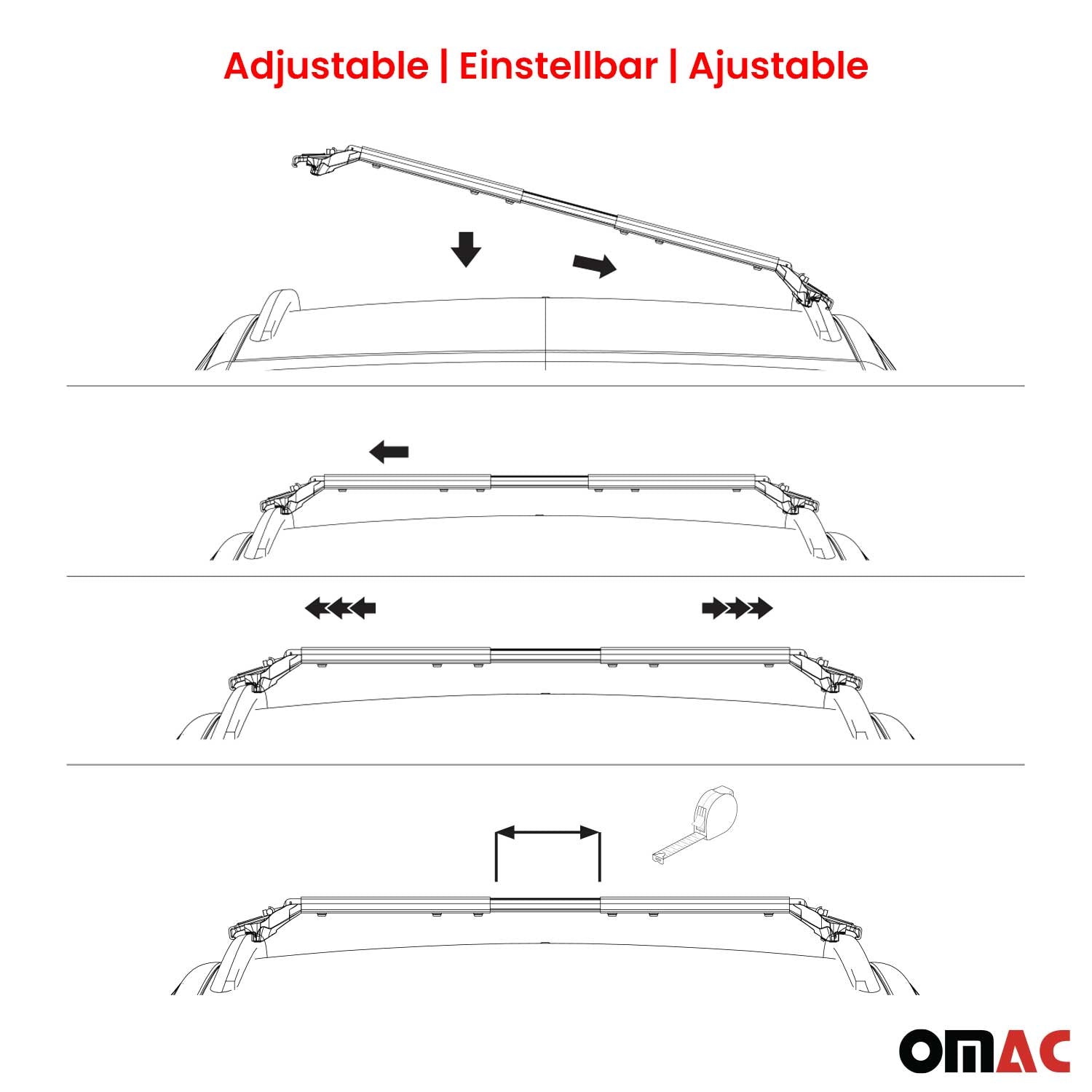 Dachträger für Audi A3 Sportback 8P 8V 8Y 2004-2025 100kg Alu Silber 2x ABE OMAC DE