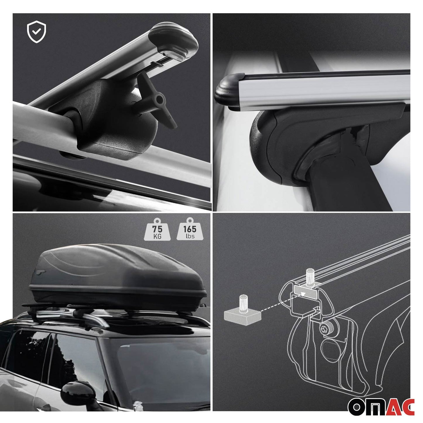Dachträger Grundtäger für Audi A4 B8 Avant 2008-2012 Pre-FL 75kg Alu Silber 2x OMAC DE