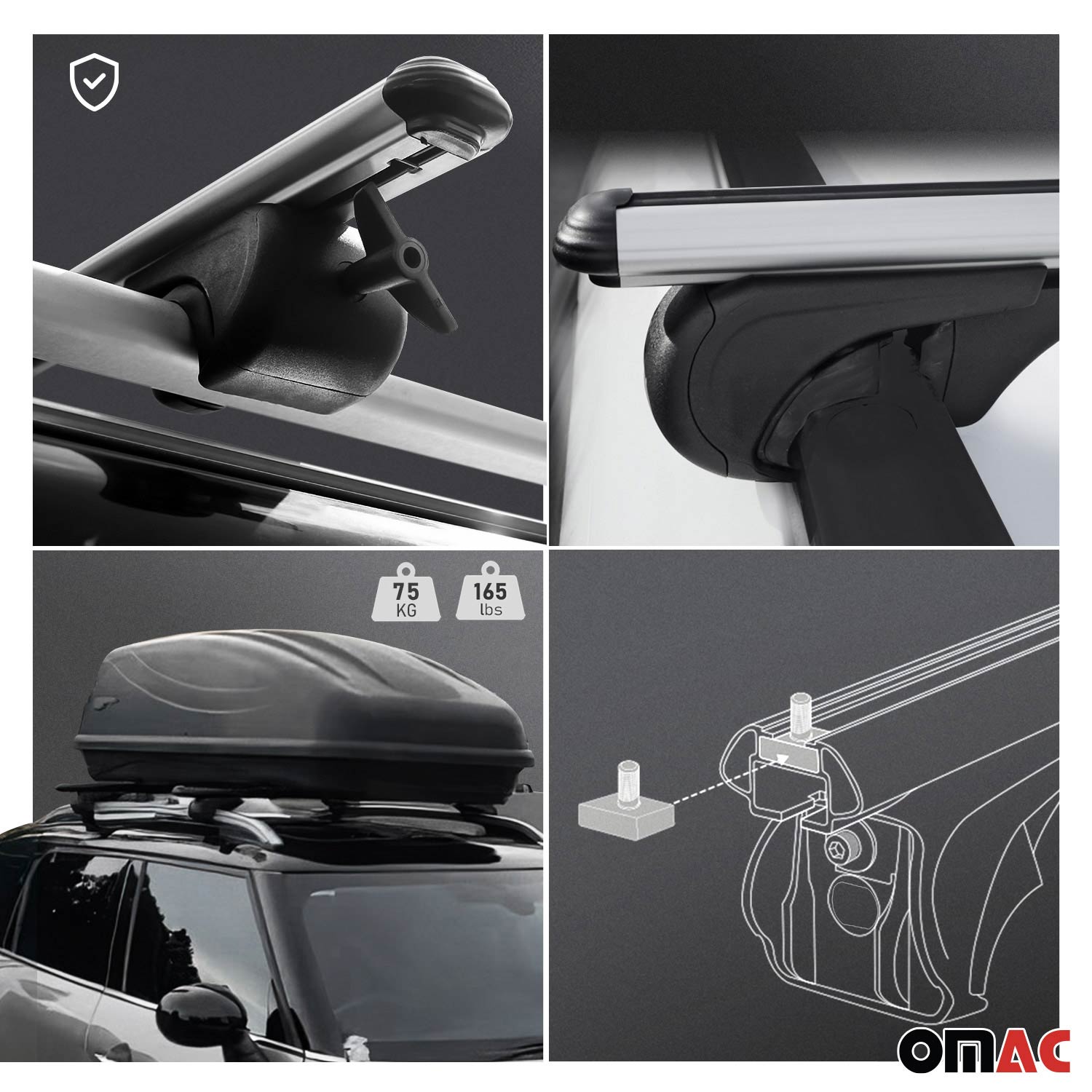 Dachträger Grundtäger für Audi A4 B8 Avant 2008-2012 Pre-FL 75kg Alu Silber 2x OMAC DE
