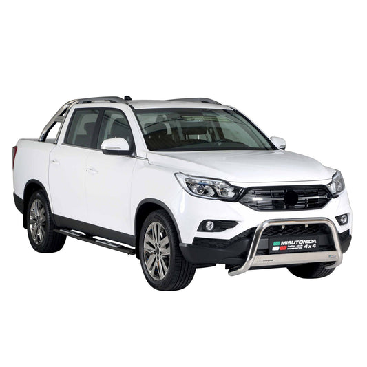 Edelstahl Seitenschweller Schwellerrohre für Ssangyong Musso 2018-25 Schwarz OMAC DE