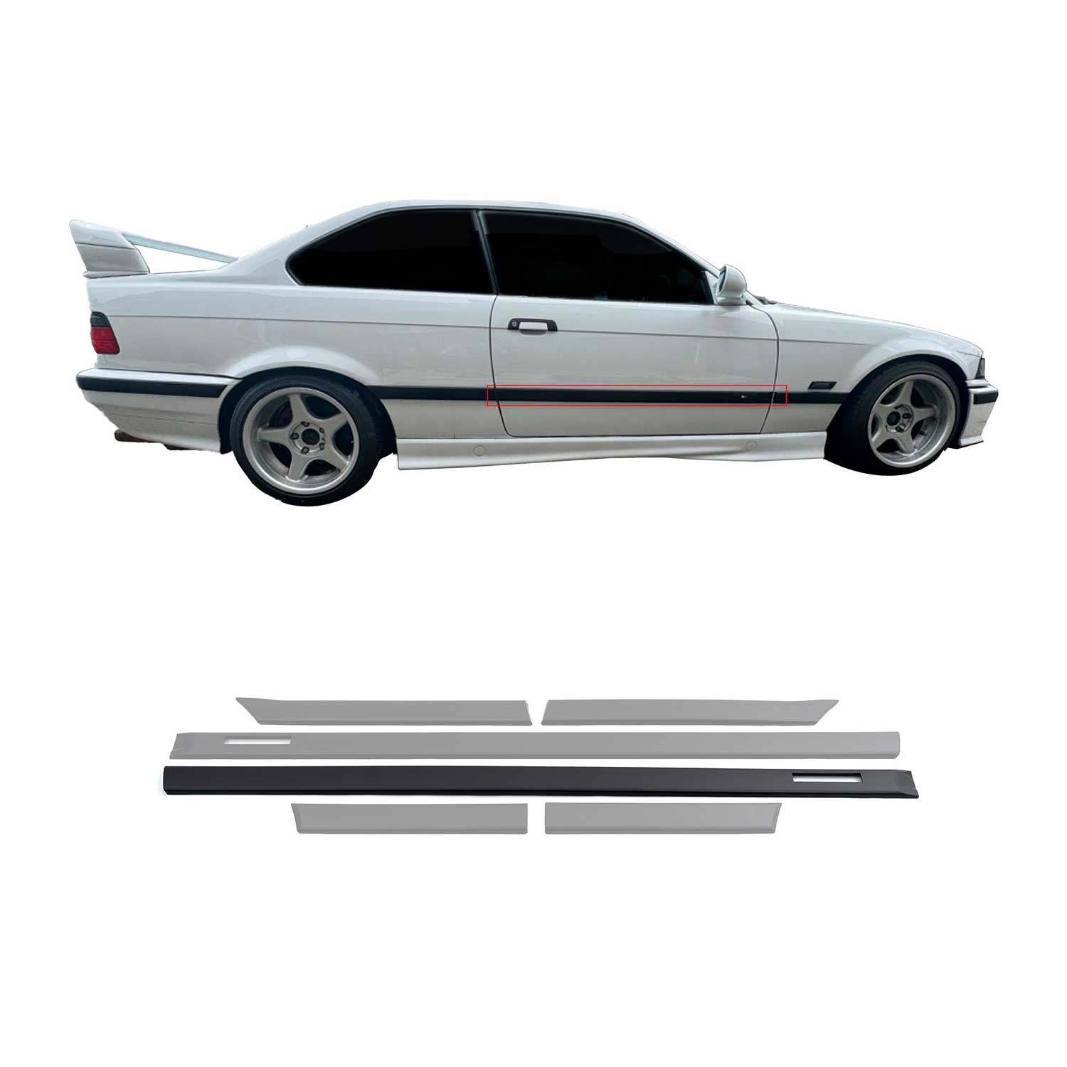 JOM Seitenleisten Türleisten für BMW 3er E36 Coupe Cabrio schwarz 6tlg OMAC DE