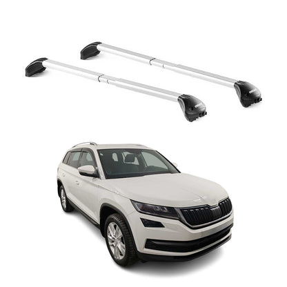 Dachträger Grundtäger für Skoda Kodiaq 2016-2024 5 tür 100kg Alu Silber 2x ABE OMAC DE