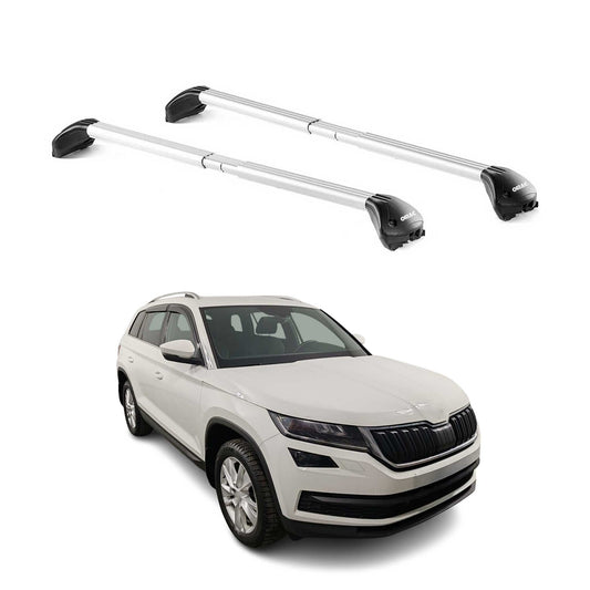 Dachträger Grundtäger für Skoda Kodiaq 2016-2024 5 tür 100kg Alu Silber 2x ABE OMAC DE