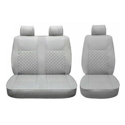 Sitzbezüge Schonbezüge für VW Transporter T4 1990-2003 Kunstleder Grau Weiß 2+1 OMAC DE