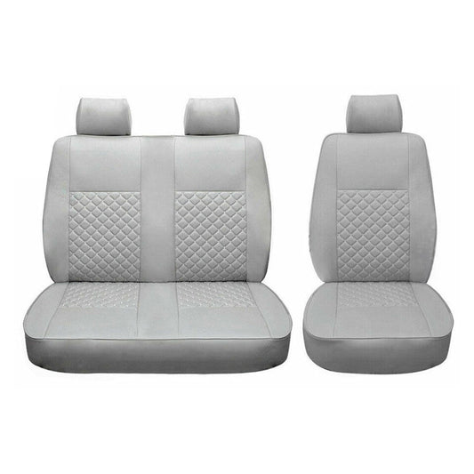 Sitzbezüge Schonbezüge für VW Transporter T4 1990-2003 Kunstleder Grau Weiß 2+1 OMAC DE