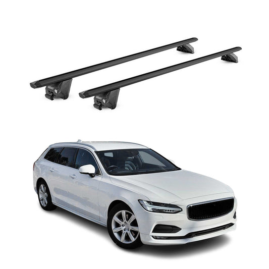 Dachträger Grundtäger für Volvo V90 2016-2025 100kg Aluminium Schwarz 2 tlg ABE OMAC DE