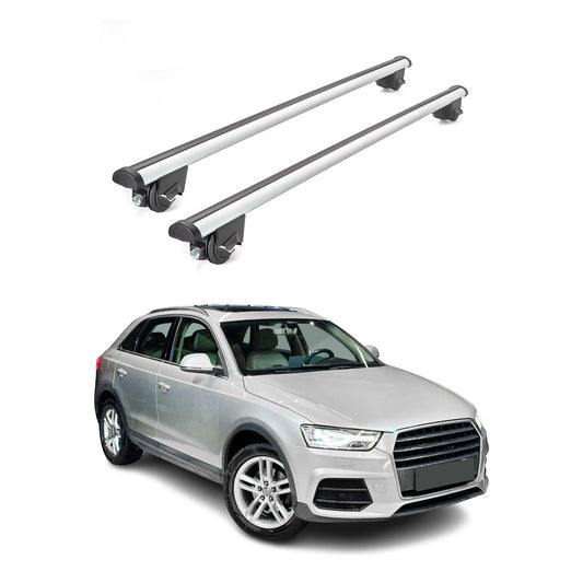 Dachträger Grundtäger für Audi Q3 mk1 2011-2018 100kg Aluminium Silber 2 tlg ABE OMAC DE