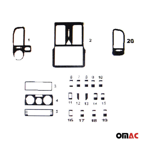 Innenraum Dekor Cockpit für VW Polo 1997-2001 Piano Schwarz Optik 20 tlg OMAC DE