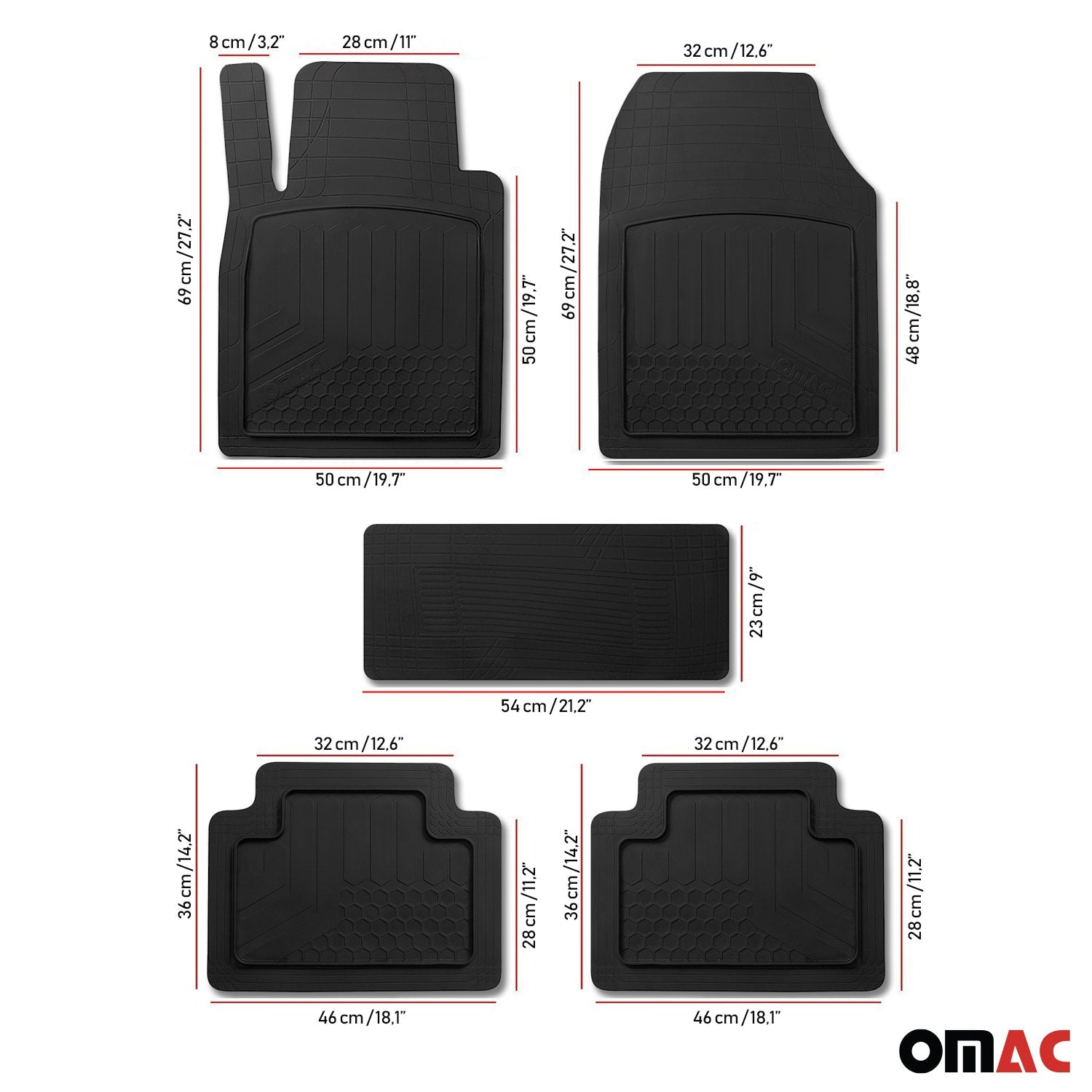2023-2025 BYD Tang 5Sitze Fußmatten Zuschneidbar Gummi Schwarz 5 tlg OMAC DE