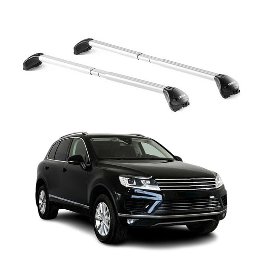 Dachträger Grundtäger für VW Touareg mk2 2010-2018 5 tür 100kg Alu Silber 2x ABE OMAC DE