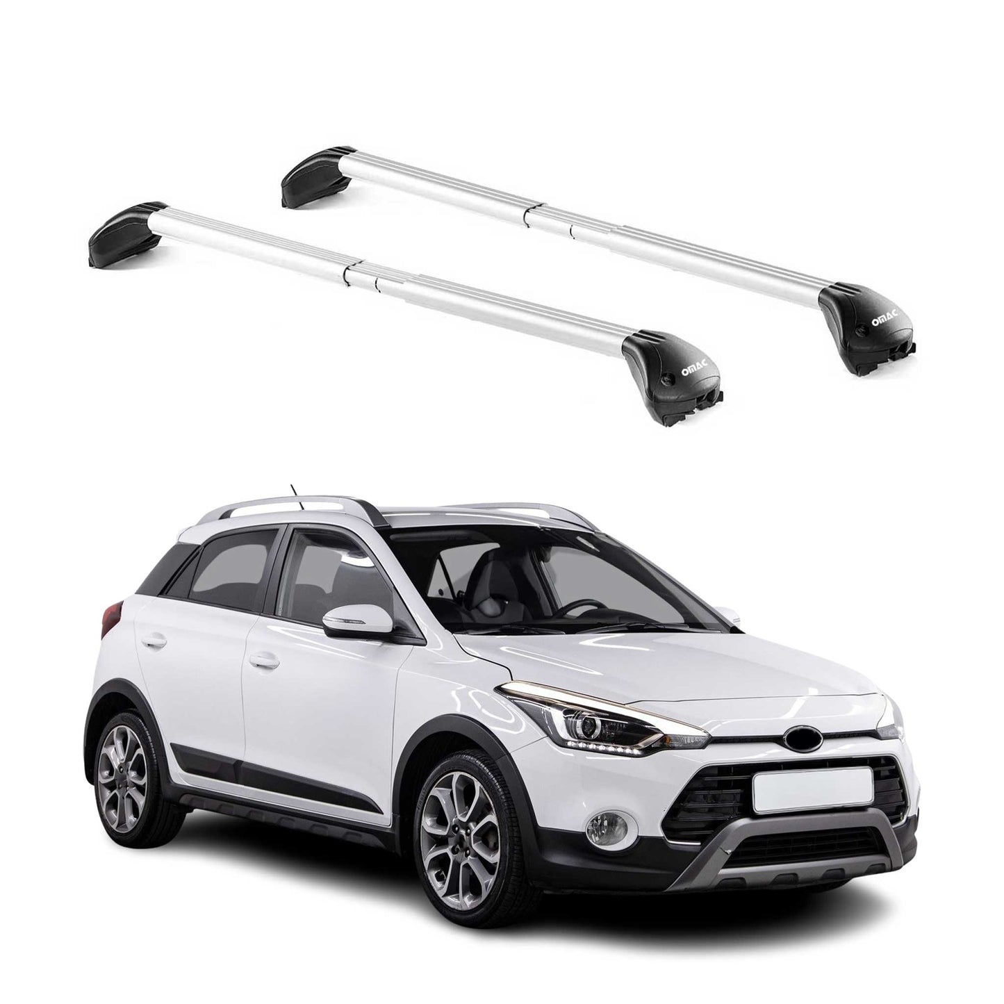 Dachträger für Hyundai i20 Active GB 2015-2020 5 tür 100kg Alu Silber 2x ABE OMAC DE