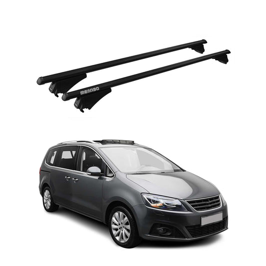 Menabo Dachträger Grundtäger für Seat Alhambra mk2 2010-2020 75kg Alu Schwarz 2x OMAC DE