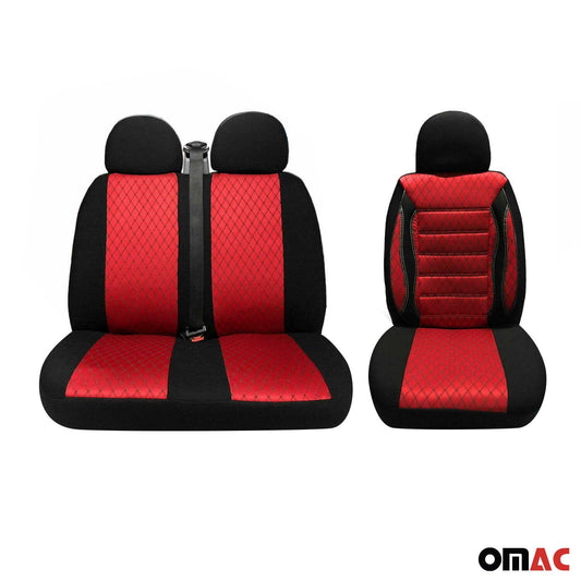 Sitzbezüge Schonbezüge für Mercedes Sprinter W906 Schwarz Rot 2+1 Vorne OMAC DE