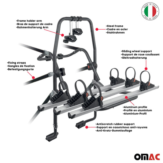 Fahrradträger Heckklappe E Bike Peugeot 206 3 Fahrräder OMAC DE