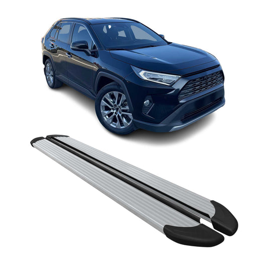 Trittbretter Seitenschweller für Toyota RAV4 Hybrid 2018-2025 Alu Silber 2 tlg
