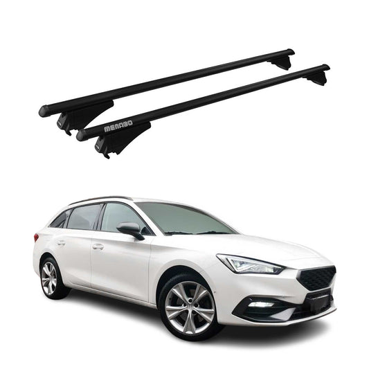 Menabo Dachträger Grundtäger für Seat Leon 2020-2025 75kg Alu Schwarz 2 tlg OMAC DE