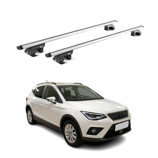 Dachträger Grundtäger für Seat Arona 2017-2025 90kg Aluminium Silber 2 tlg ABE OMAC DE