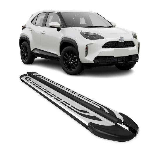 Trittbretter Seitenschweller für Toyota Yaris Cross 2023-2025 Silber Schwarz 2x - autoseifert.com