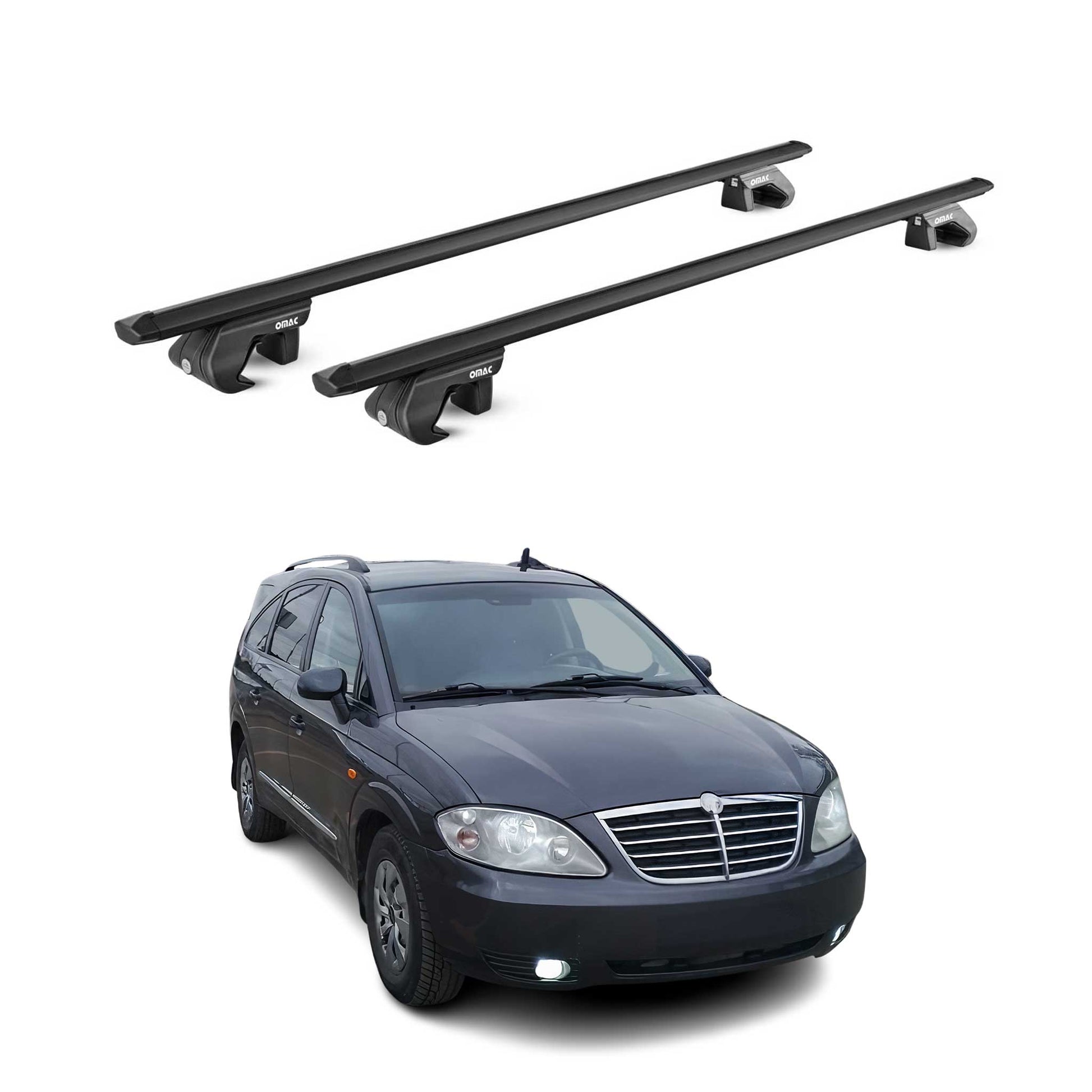 Dachträger Grundtäger für Ssangyong Rodius 2004-2013 5 tür 90kg Alu Schwarz ABE OMAC DE