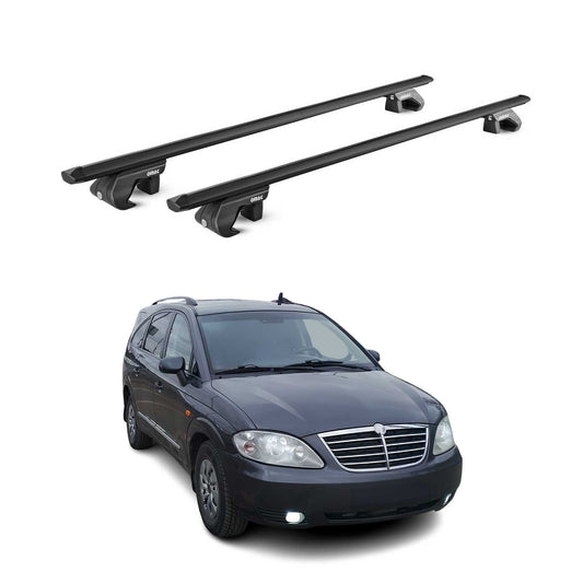 Dachträger Grundtäger für Ssangyong Rodius 2004-2013 5 tür 90kg Alu Schwarz ABE OMAC DE