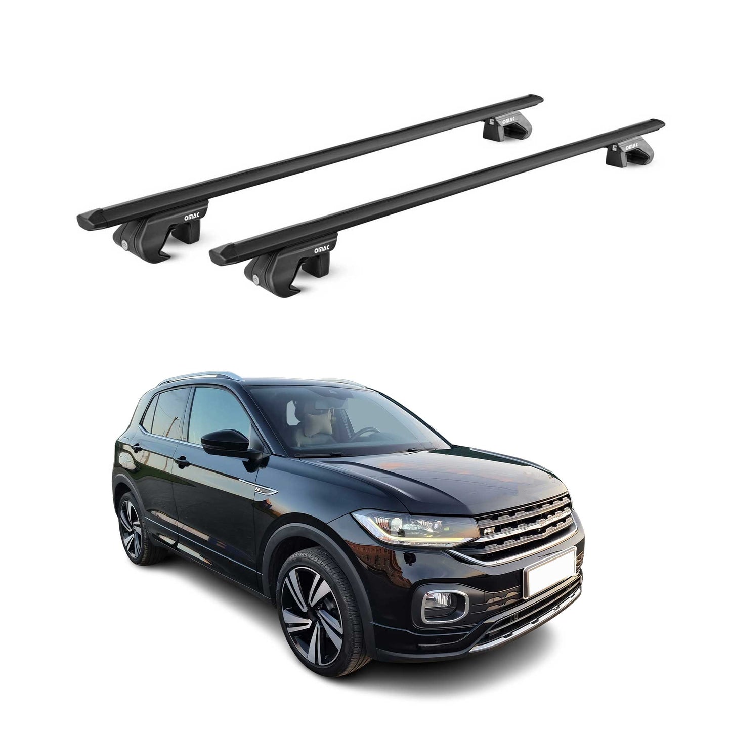 Dachträger Grundtäger für VW T-Cross 2019-2024 90kg Aluminium Schwarz 2 tlg ABE