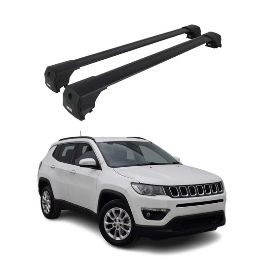 Dachträger Gepäckträger für Jeep Compass 2017-2025 Aluminium Schwarz 2tlg OMAC DE