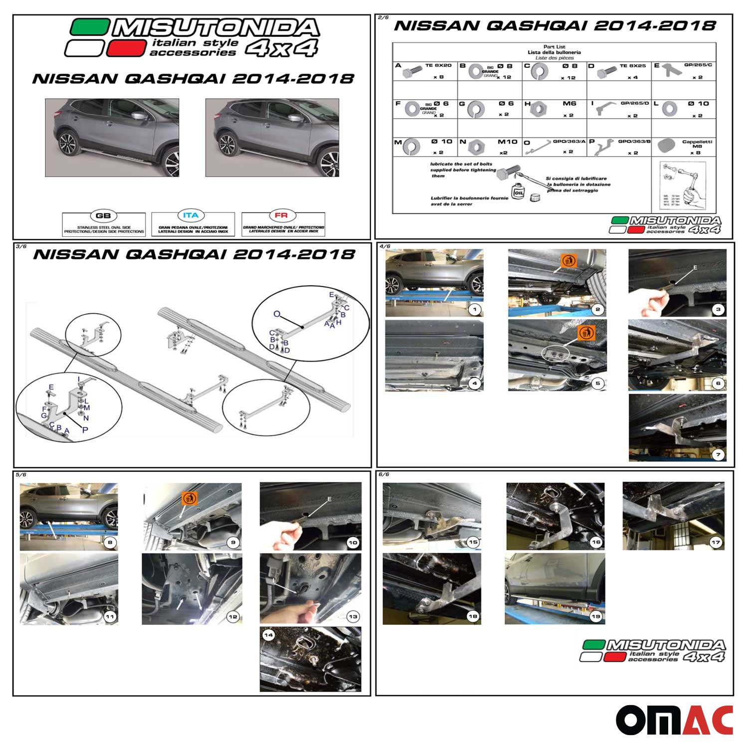 Edelstahl Seitenschweller Schwellerrohre für Nissan Qashqai 2014-2021 Silber OMAC DE