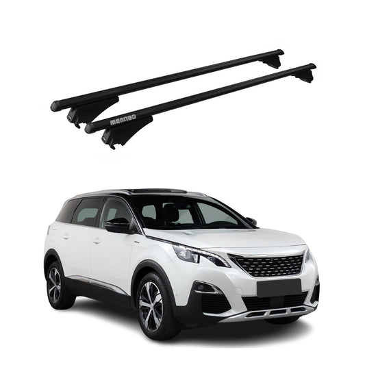 Menabo Dachträger für Peugeot 5008 mk2 2017-2020 Pre-FL 75kg Alu Schwarz 2x OMAC DE