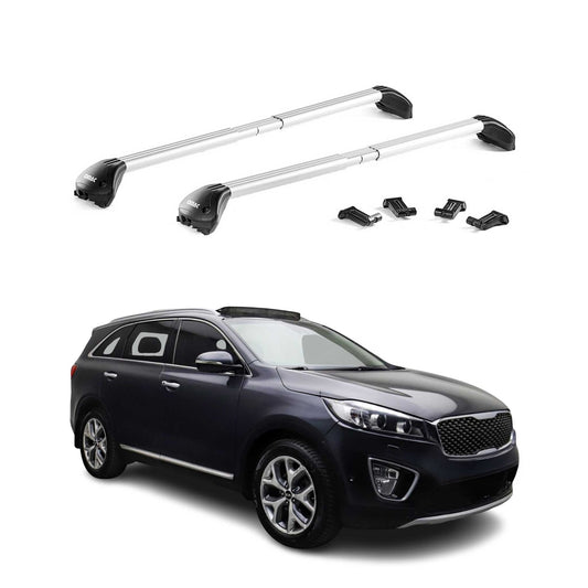 Dachträger Grundtäger für Kia Sorento 2014-2020 100kg Aluminium Silber 2 tlg ABE OMAC DE