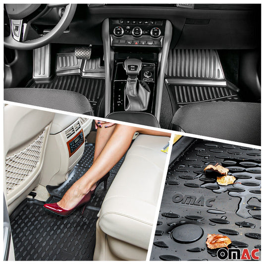 Fußmatten & Kofferraumwanne Set für Honda Jazz 2007-2015 Gummi TPE Schwarz 5x OMAC DE