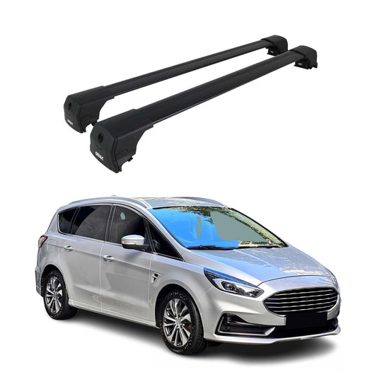 Dachträger Grundtäger für Ford S-Max 2015-2023 75kg Aluminium Schwarz 2 tlg OMAC DE