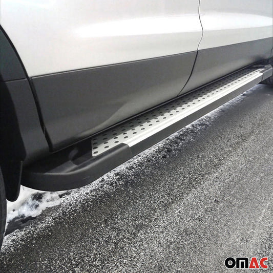 Seitenbretter Trittbretter Schweller für Fiat Doblo 2000-10 L2 Silber-Schwarz 2x OMAC DE