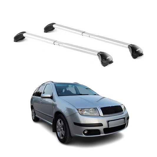 Dachträger Grundtäger für Skoda Fabia Kombi 1999-2021 5 tür 100kg Alu Silber ABE OMAC DE