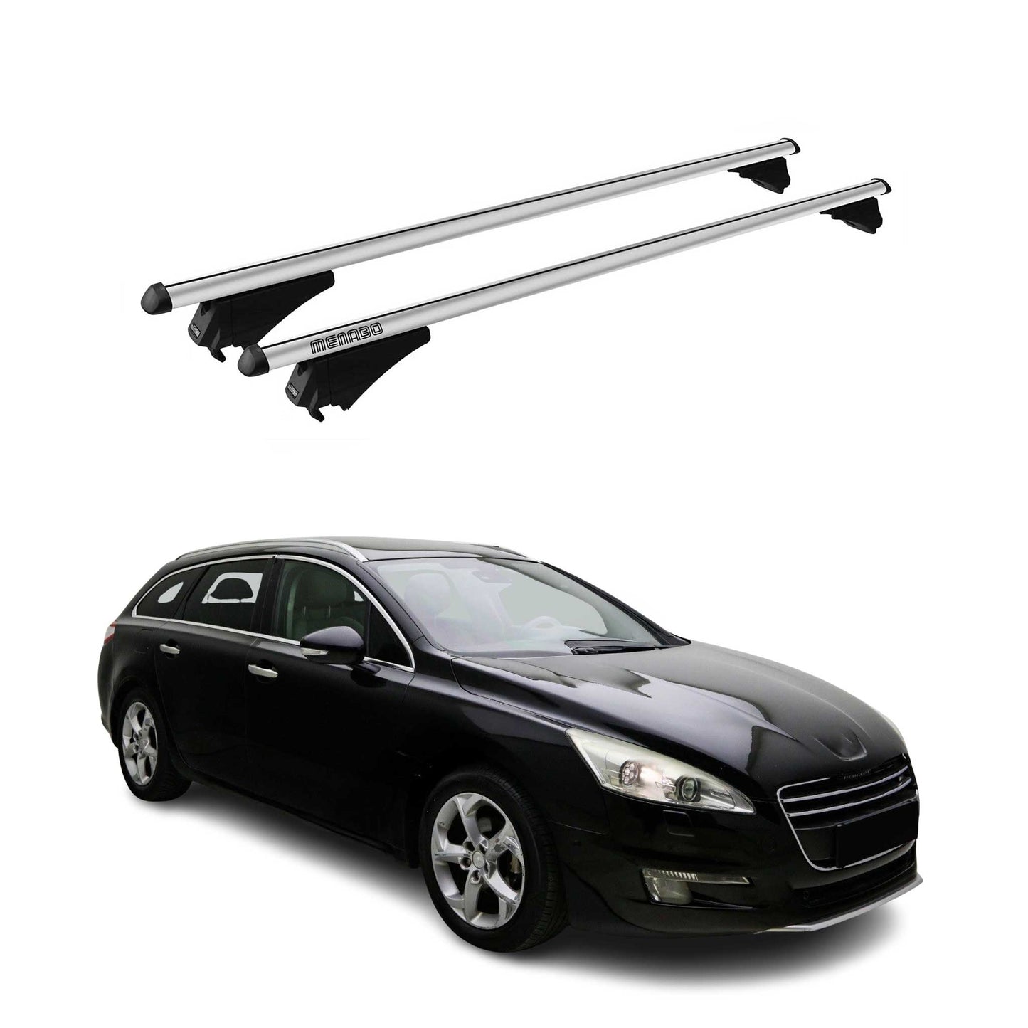 Menabo Dachträger Grundtäger für Peugeot 508 Kombi 2018-2025 75kg Alu Silber 2x OMAC DE