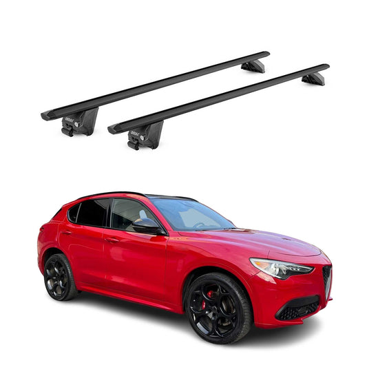 Dachträger Grundtäger für Alfa Romeo Stelvio 2016-2025 100kg Alu Schwarz 2x ABE OMAC DE