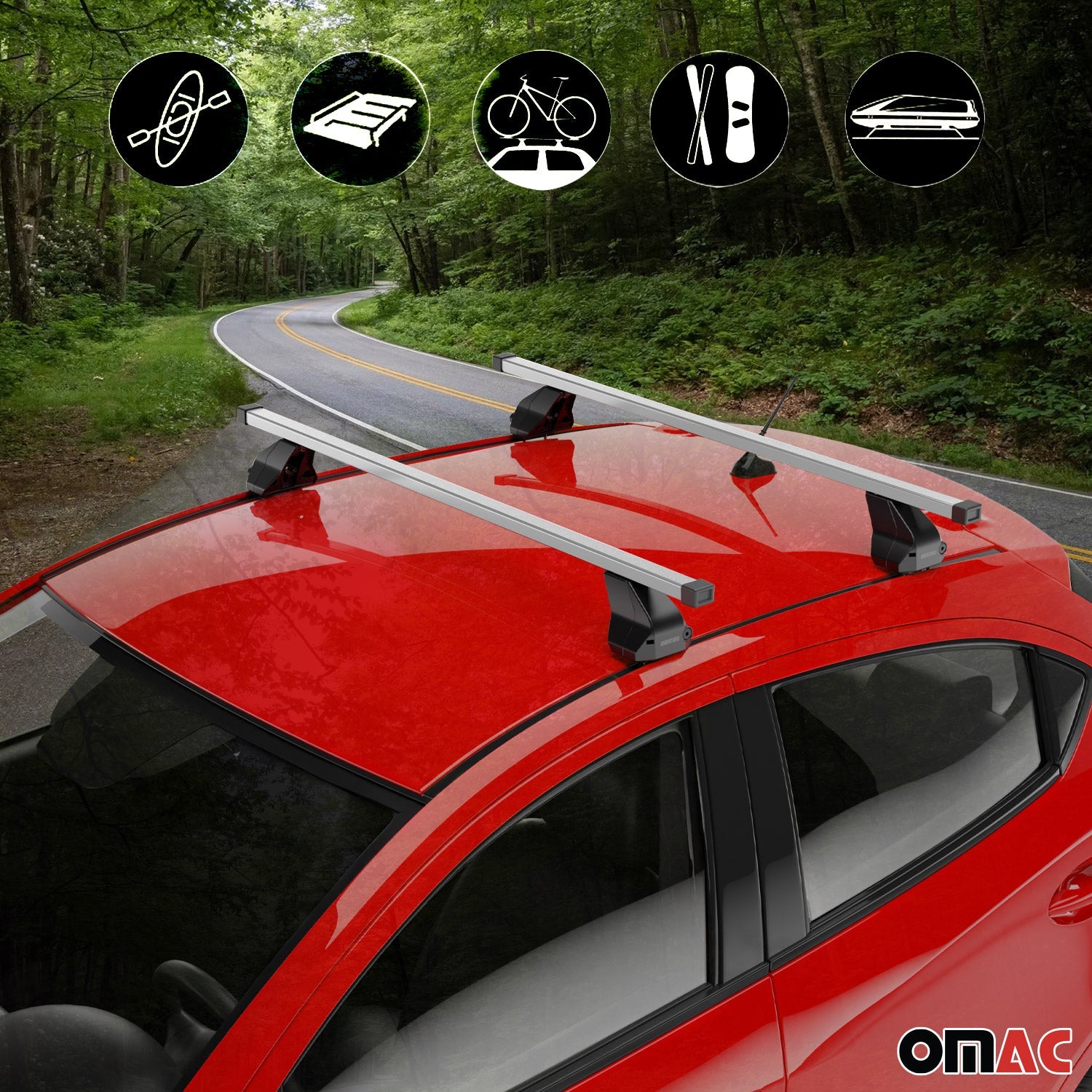 Menabo Dachträger Grundträger für Fiat Multipla 2004-2010 Facelift Stahl Grau 2x OMAC DE