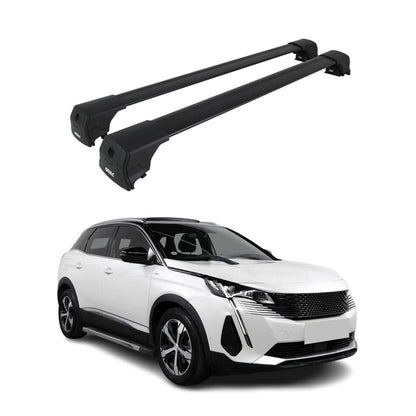 Dachträger Grundtäger für Peugeot 3008 2016-2023 75kg Aluminium Schwarz 2 tlg OMAC DE