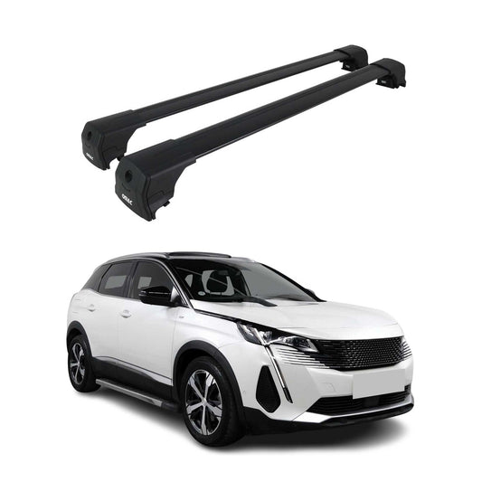 Dachträger Grundtäger für Peugeot 3008 2016-2023 75kg Aluminium Schwarz 2 tlg OMAC DE