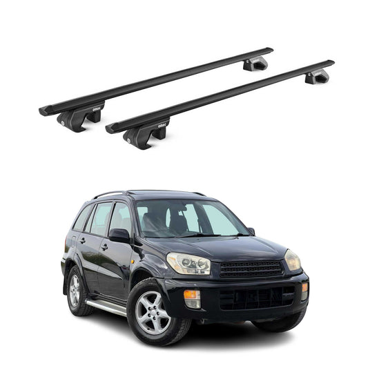 Dachträger Grundtäger für Toyota RAV4 2000-2012 3-5 tür 90kg Alu Schwarz 2x ABE OMAC DE