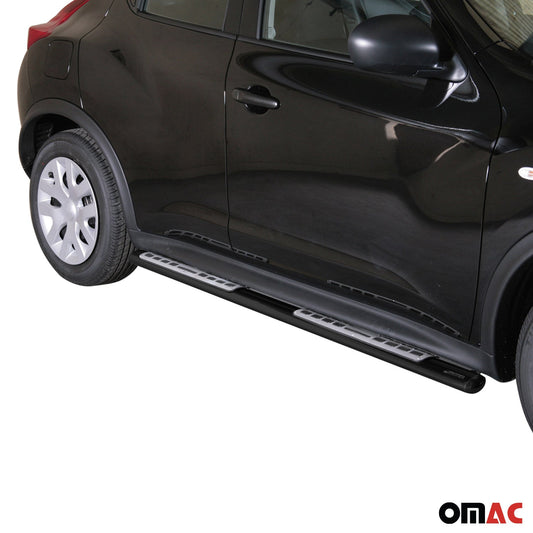 Edelstahl Seitenschweller Schwellerrohre für Nissan Juke 2010-2019 Schwarz OMAC DE