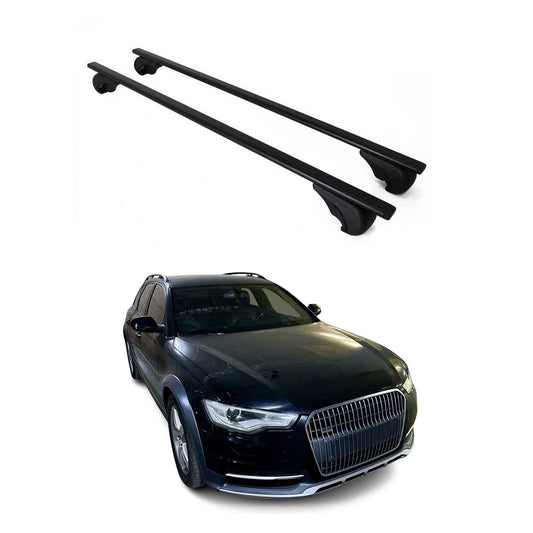 Dachträger Grundtäger für Audi A6 C7 Allroad 2012-2018 75kg Metall Schwarz 2 tlg OMAC DE