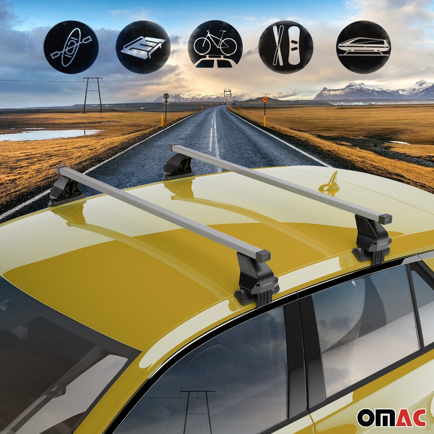 Menabo Dachträger Grundträger für Opel Asta L 2021-2025 Stahl Grau 2tlg OMAC DE